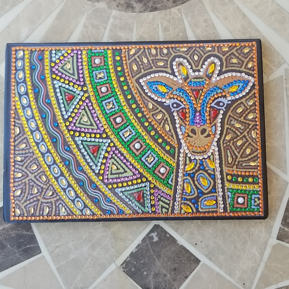 Jeweled Giraffe Soft Leather Notebook/journal NWOT